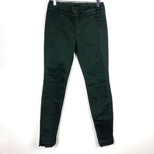 Road to Awe RtA Dark Green Pull On Skinny Jeans Split Frayed Hem Women's Small